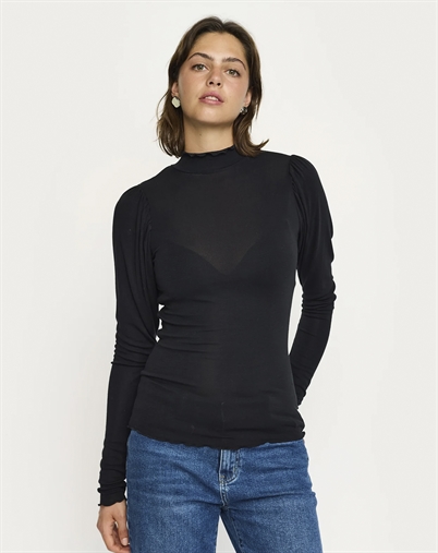 Soft Rebels - SRRoman Frill Langærmet Trøje - Black